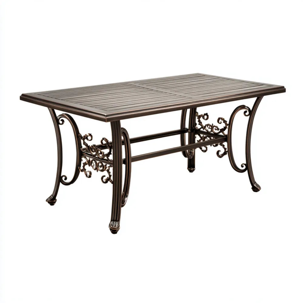Patio Dining Table - Metal 150x90x74 cm - Bronze Finish - Classic Design
