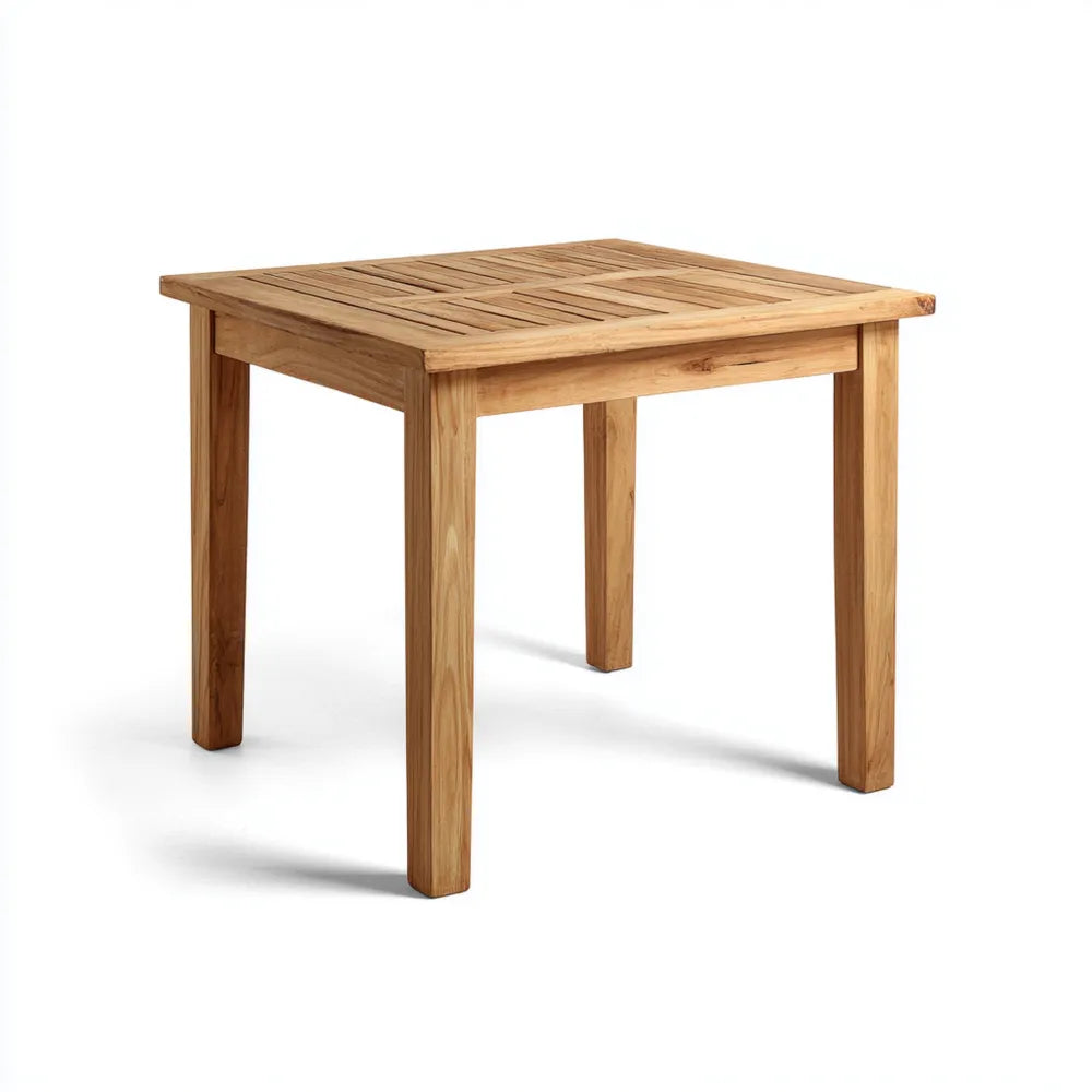 Patio Dining Table 90x90x75 cm - Teak Wood - Natural Finish - Classic Design