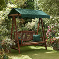 Garden Swing Chair with Wooden Frame and Canopy 150x110x160 cm - Dark Green - Outdoor Relaxation