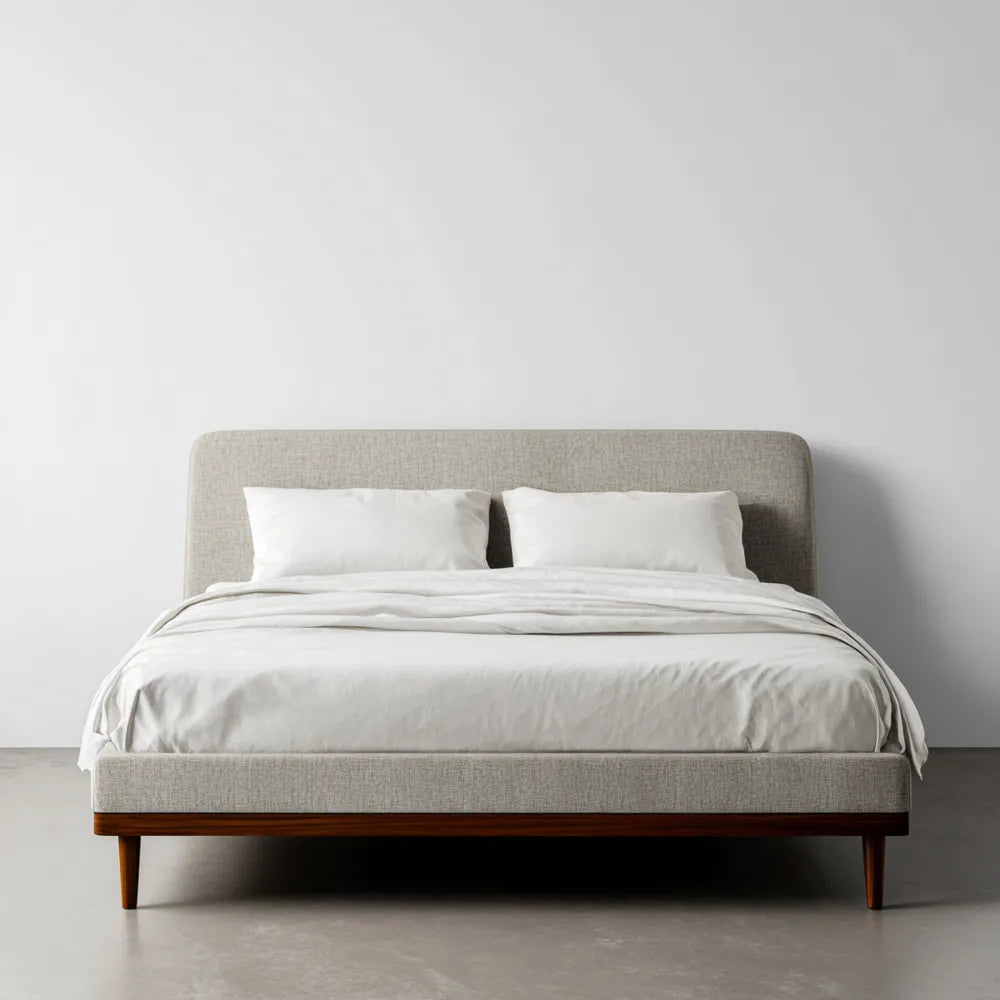 Double Bed Linen Upholstery 200x160x100 cm - Light Gray - Modern Design