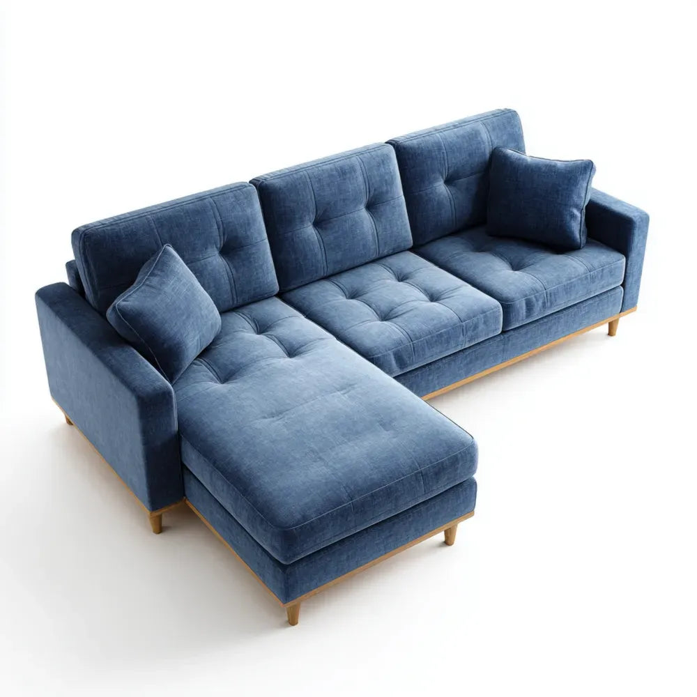 Sectional Sofa Set Fabric Upholstery 300x150x85 cm - Blue - Modern Design