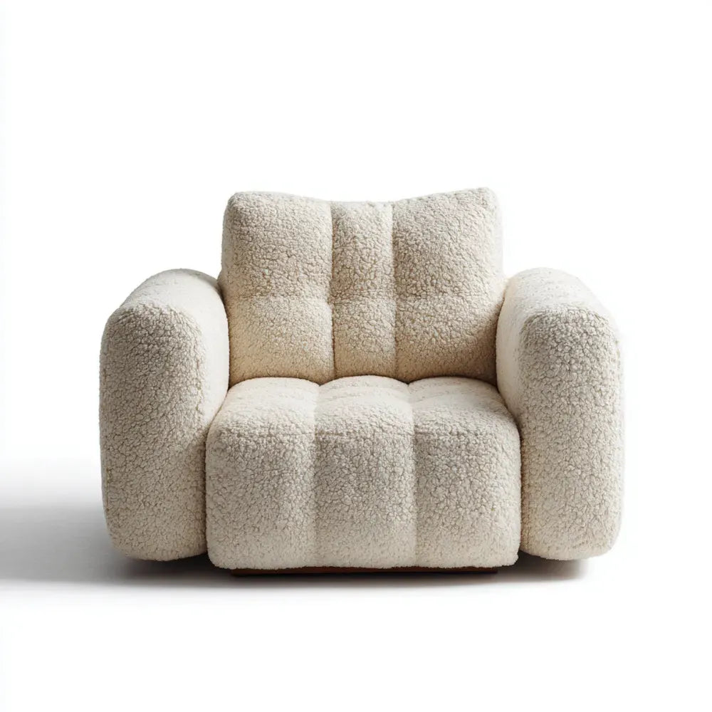 Armchair Sherpa Fabric 90x85x75 cm - Cream - Contemporary Design