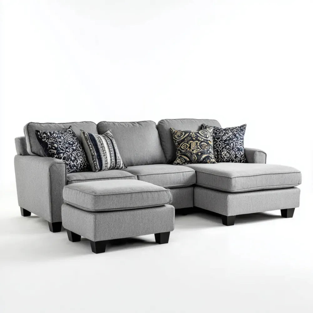 Sectional Sofa Set Fabric Upholstery 280x160x85 cm - Light Grey - Modern Design