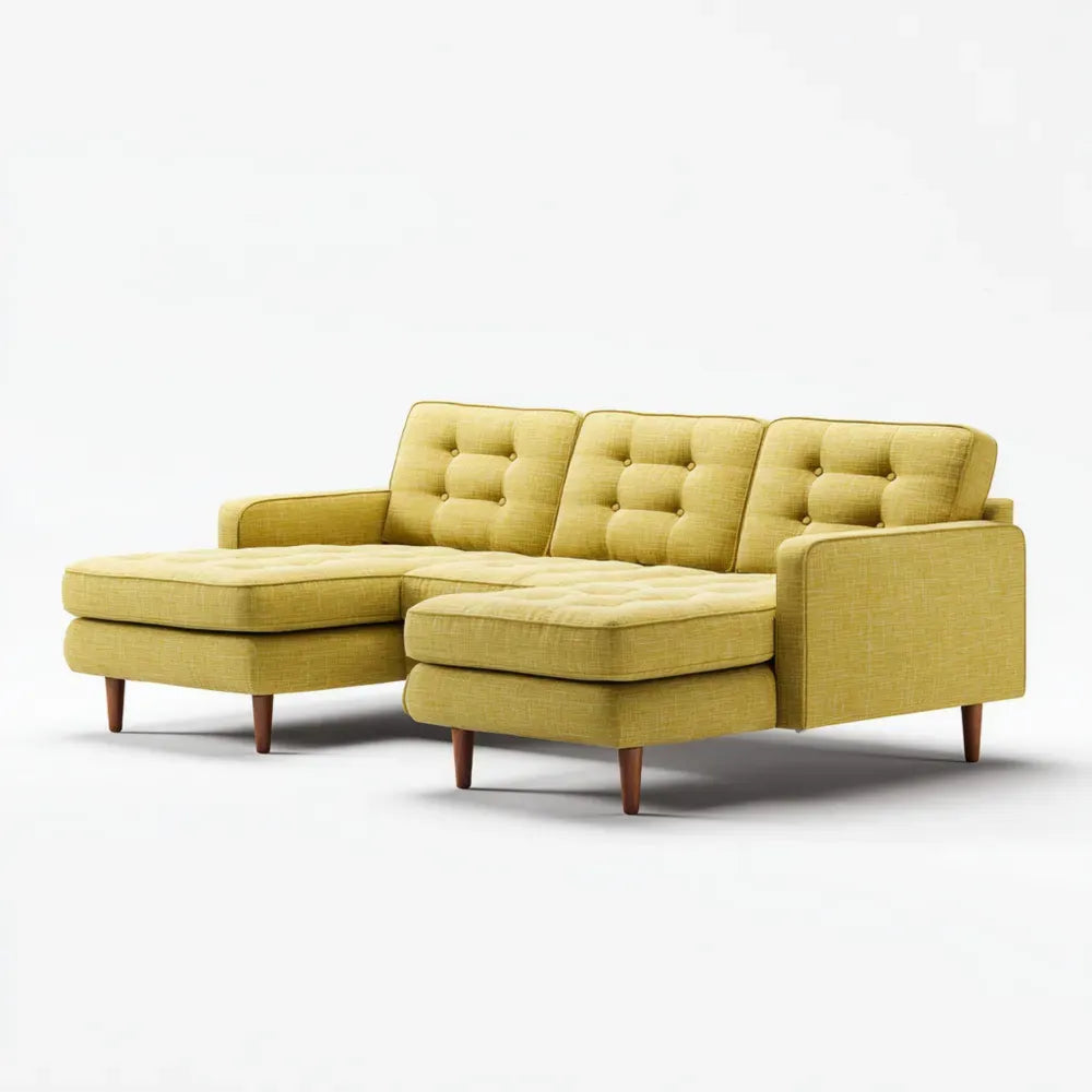 Sectional Sofa Set Fabric Upholstery 250x150x85 cm - Yellow - Modern Design