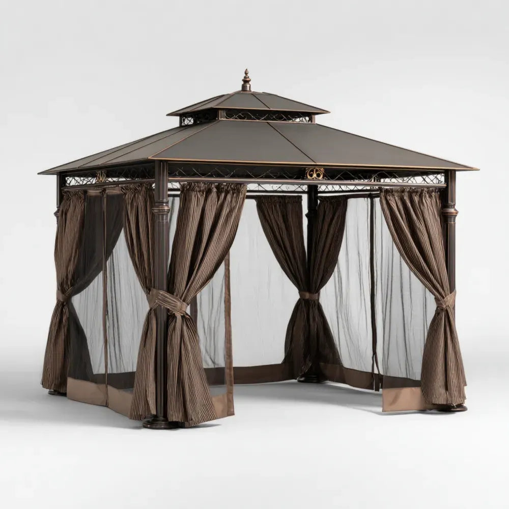 Gazebo Steel Frame 300x300x250 cm – Brown – Classic Design