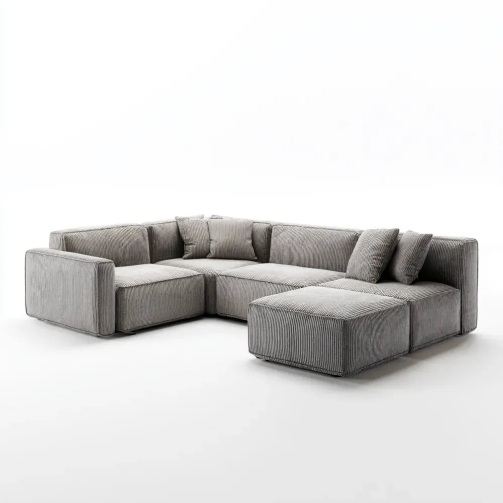 Modular Fabric Sectional Sofa Set 300x200x75 cm – Light Grey – Modern Style