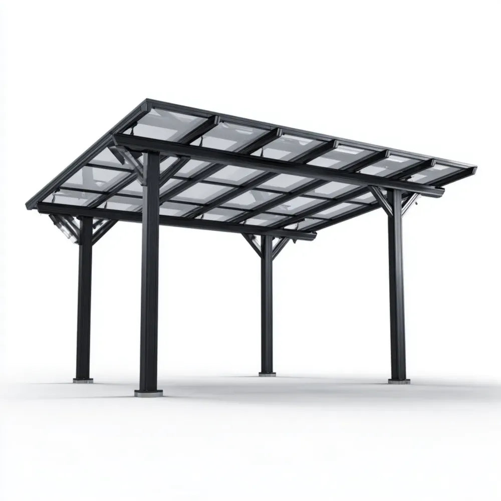 Steel and Polycarbonate Pergola - 400x300x250 cm - Black - Modern Design
