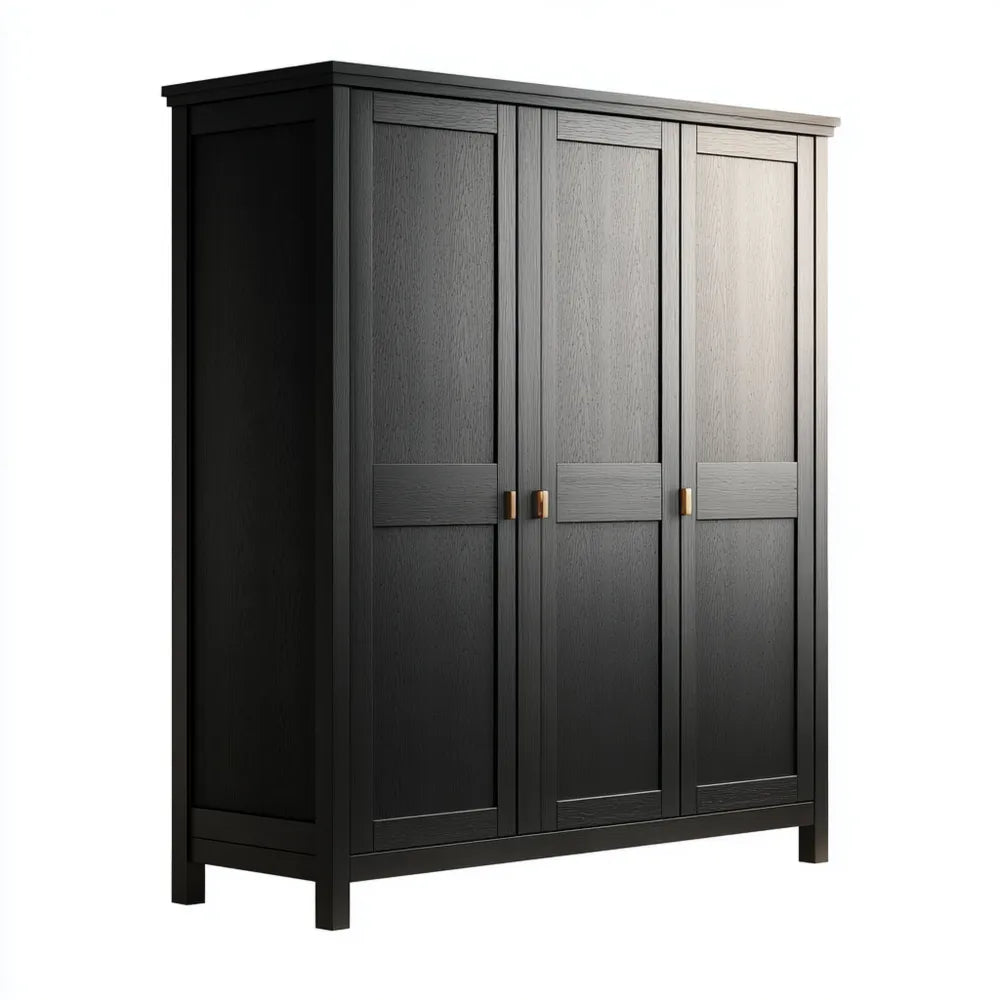 Wardrobe Wood 3-Door 200x60x210 cm - Black - Contemporary Design