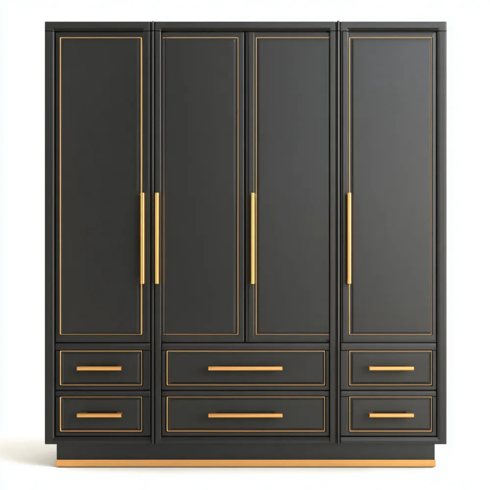 Modern Design Wooden Wardrobe 200x60x220 cm - Black