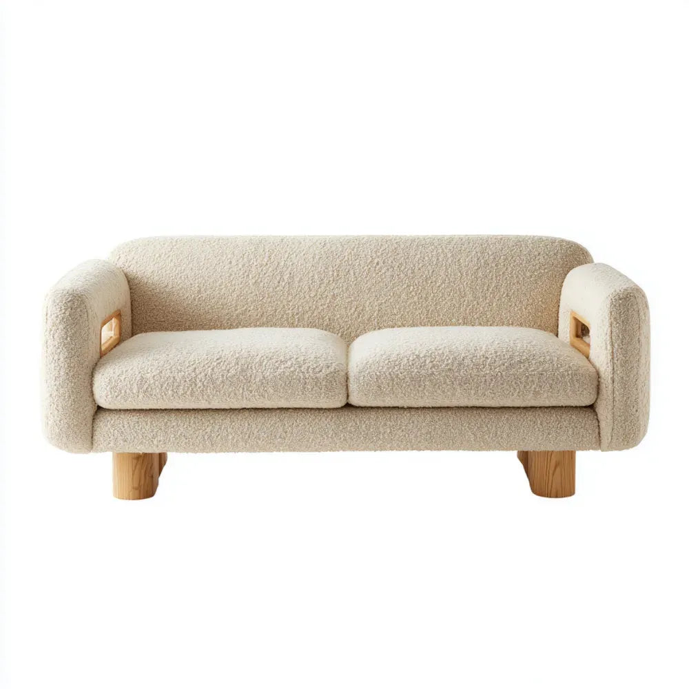 Sofa Wool Upholstery 200x90x75 cm - Cream - Modern Design
