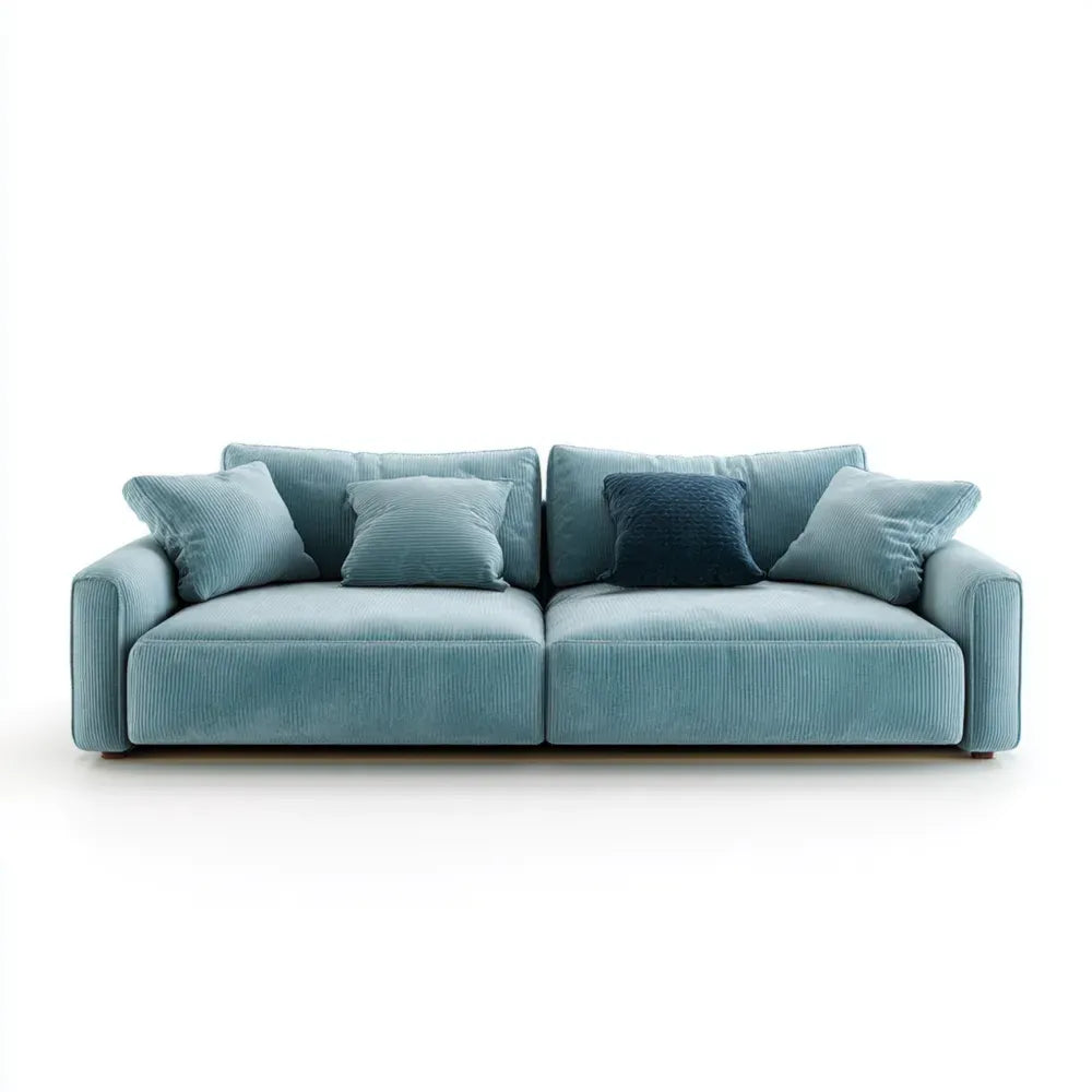 Modern Lounge Design Three-Seater Sofa Corduroy 220x95x85 cm – Light Blue