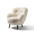 Armchair Faux Sheepskin Upholstery 85x80x90 cm - Cream - Modern Cozy Design