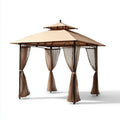Gazebo Steel Fabric Canopy 3x3xVariable m - Beige/Brown - Outdoor Shelter