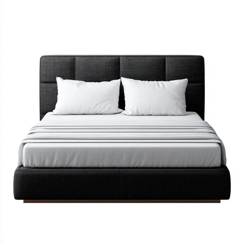 Double Bed Upholstered 140x200x100 cm - Black - Modern Design